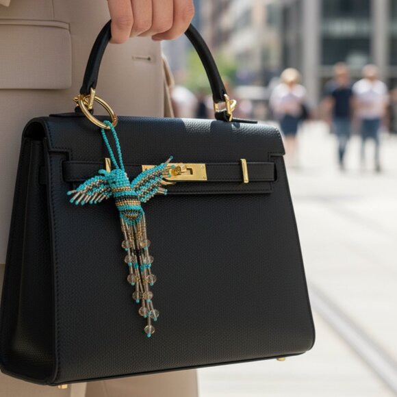 Beaded Hummingbird Bag Charm Keychain Pendant Key Ring – Colorful Ornament NW - Picture 5 of 5